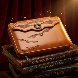 Quidditch Golden Snitch Leather Zip Portfolio